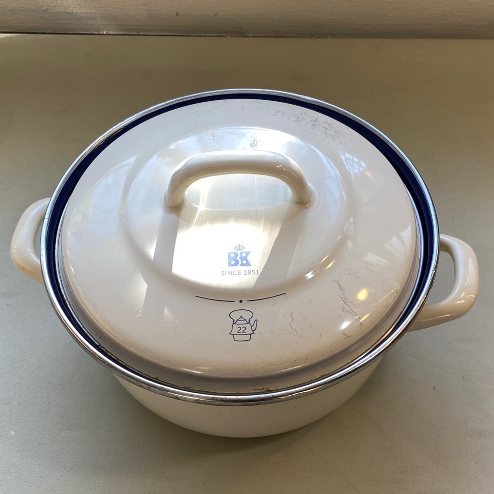 White Enamel Dutch Oven with Lid - White